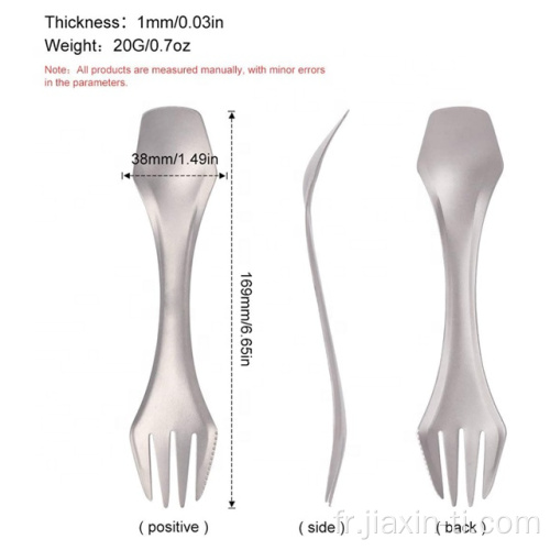 Fourchette de voyage d&#39;extérieur en titane Spork